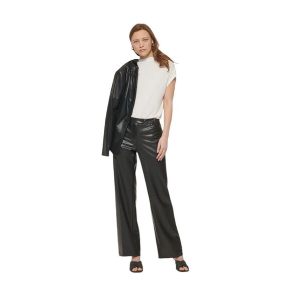 NWT Calvin Klein Faux Leather Suit Pants Sz 2 Small - Picture 1 of 12